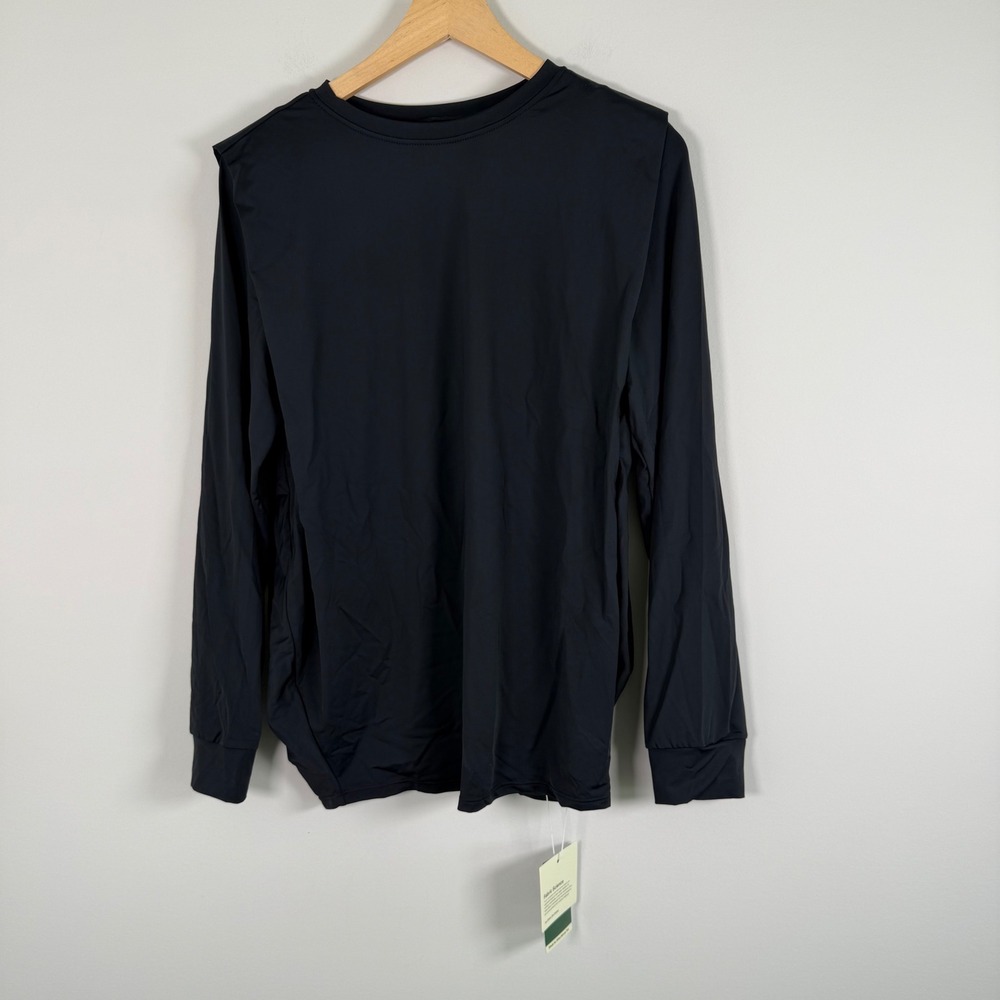 NEW Halara Shoulder Detail Long Sleeve Top Small Black Activewear Crewneck NWT